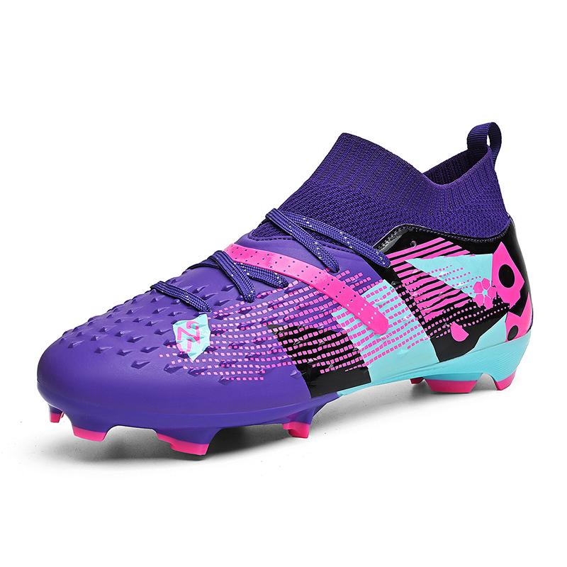 Purple Football Shoes for Men And Women Professional Soccer Cleats Training Shoes for Outdoor Artificial Grass
