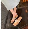New Style of Women's Height-increasing Shoes with Hollowed-out Square Toe and Flip-flops Devotion