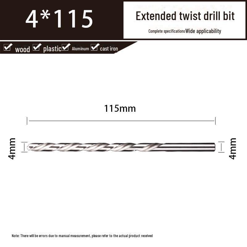 Hongding Extra Long HSS Twist Drill Bit - 4mm X 160/200/300mm