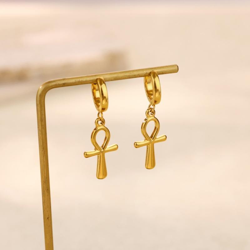 Personalized Cross Stainless Steel Pendant Earrings Women's Earrings K Gold Plated Simple Versatile Earrings