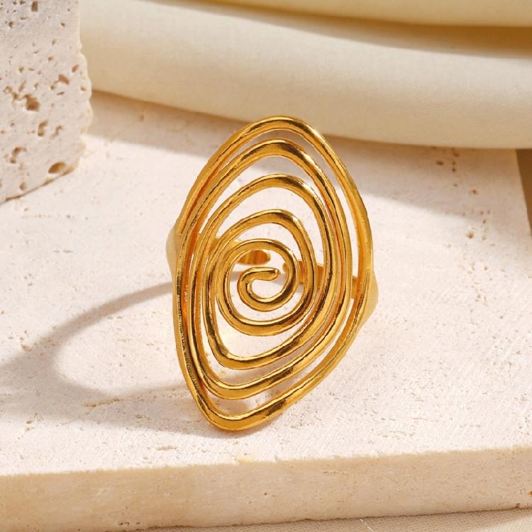 Simple Vortex Rotating Open Ring Stainless Steel Adjustable Size Open Vortex Ring Minimalist Jewelry Accessory