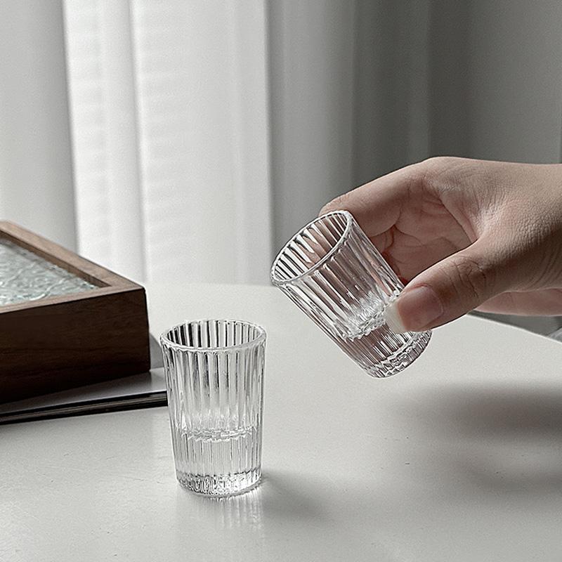 12pcs Set 20ml Fashion Spirits Cup Set Striped Small Wine Glass Transparent Creative Brandy Liquor Goblet Household SGlass