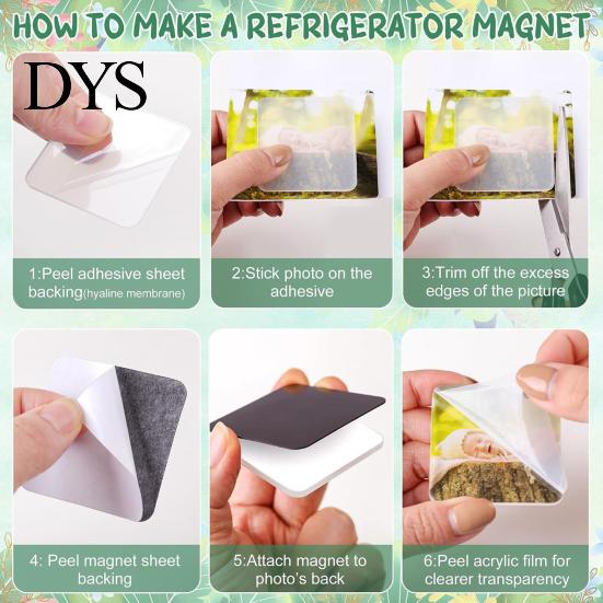 Magnetic Photo Frame Set 10/20/50Pcs DIY Fridge Magnet Kit, Clear Acrylic with Custom Refrigerator Magnets Adhesive Backing, Picture Making for Crafts