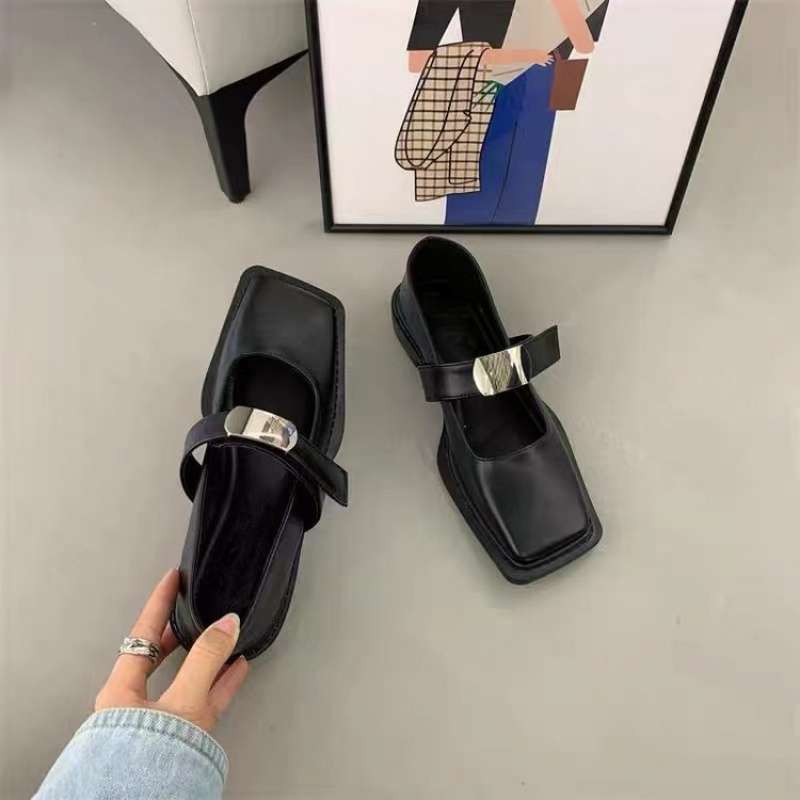 French British Style Single Shoes Women's Shoes Loafers Mary Jane Spring and Autumn New Thick Heel Retro Black Small Leather Shoes Women