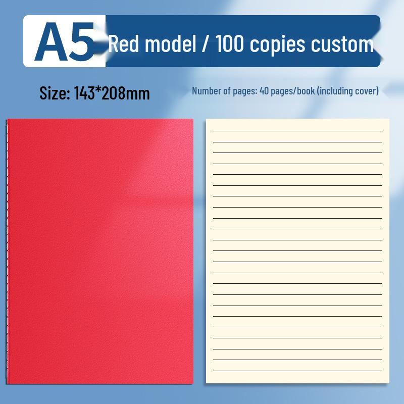 A5B5 Custom Solid Color Notebook with Printable Logo - Thick Pages for Business Diary or Office Use