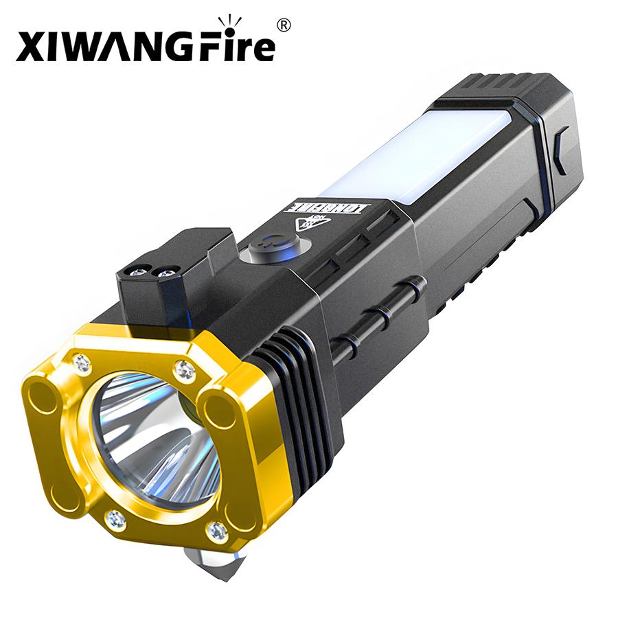 ultra bright LED Flashlight USB Rechargeable Camping Torch Multifunctional Hiking Fishing Portable Hand Lantern COB Side Light