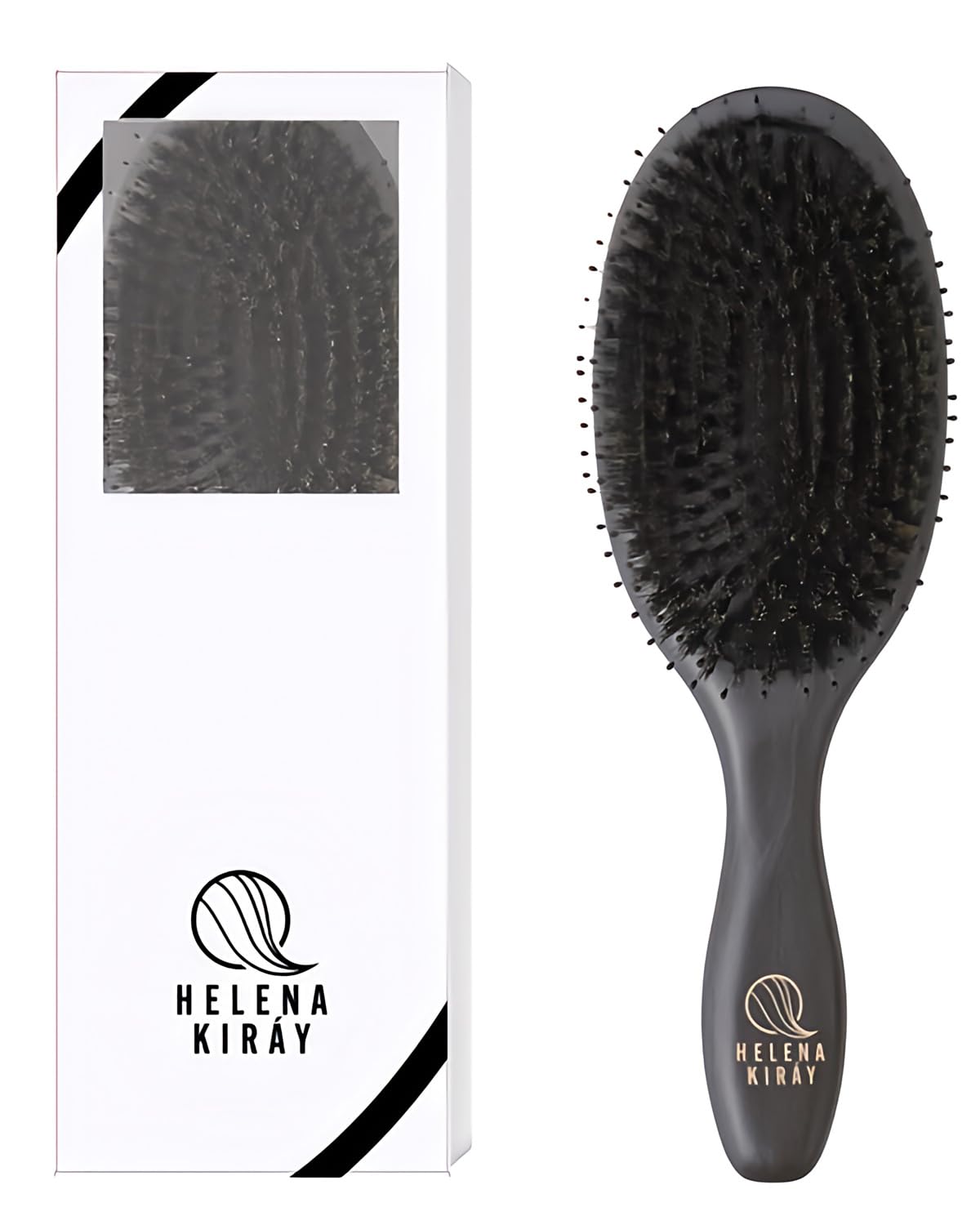 

HELENA KIRAY Расческа-лопатка с тщательно отобранной щетиной кабана и натуральным деревом для блестящих даже вьющихся [Делает гладкими, волосы, кондиционирует]