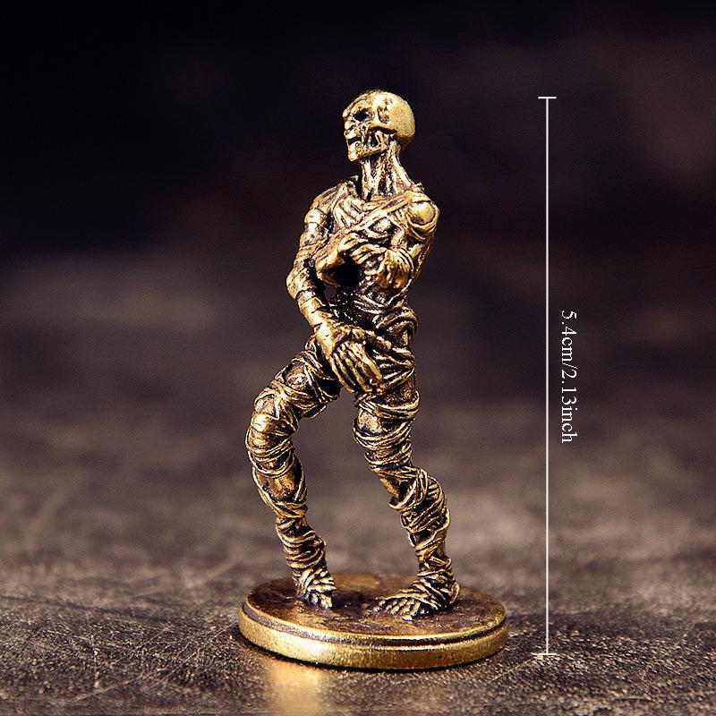 Vintage Brass Zombie Statue Horror Skull Mage Ghost Sculpture Death Reaper Figurine Prank Decoration Desktop Ornament Home Decor