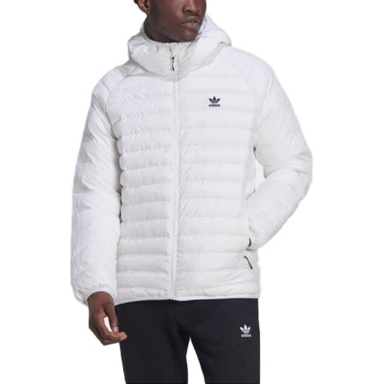adidas Originale einfarbige Kapuzen-Sport-Baumwolljacke Winter Herrenjacke Weiß HD4756