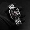 Compatible with Apple Watch Series 10 (46/40/41/44/45mm) Stainless Steel Three-Bead Strap + Full Coverage PC Case