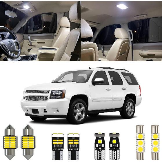 15 Piece 6000K White LED Interior Light Kit Package Replacement for Chevy Chevrolet Tahoe/Suburban, GMC Yukon 2007 2008 2009 2010 2011 2012 2013