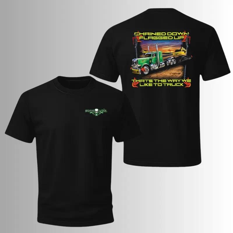Truck Driver T-Shirt with 2 Sides Graphic, Bold Semi Truck Hauling Heavy Load Ba L