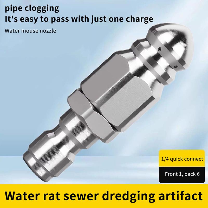 Waterstraal Hogedrukspuitmond Riolering Reinigen 1/4" RVS Hogedrukreiniger Snelkoppeling Afvoerslang Spuitmond Gereedschap Water