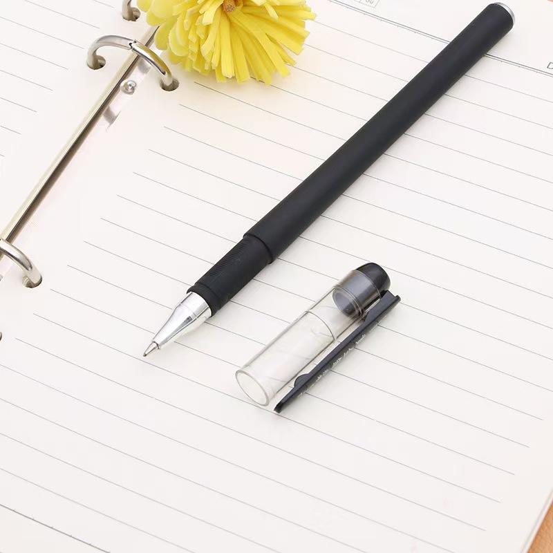 12/36pcs 0.5mm Matte Gel Pens+Refills Black Carbon Ink Ballpoint Pen Sign Pen Office & School   Supplies Stationery