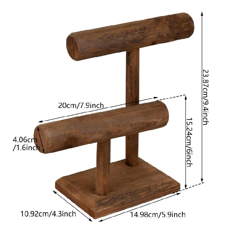 Robusto Supporto Espositore per Gioielli in Legno Elegante Supporto Espositore a T in Legno Organizzatori per Esporre Braccialetti e Orologi