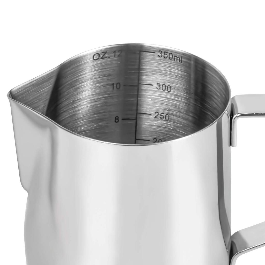 Saiveina Milk Jug Milk Pitcher Stainless Steel Milk Frothing Pitcher Coffee Latte Art Milk Pot Drink Pitcher Stainless Steel Graduated 350ml 12 Oz