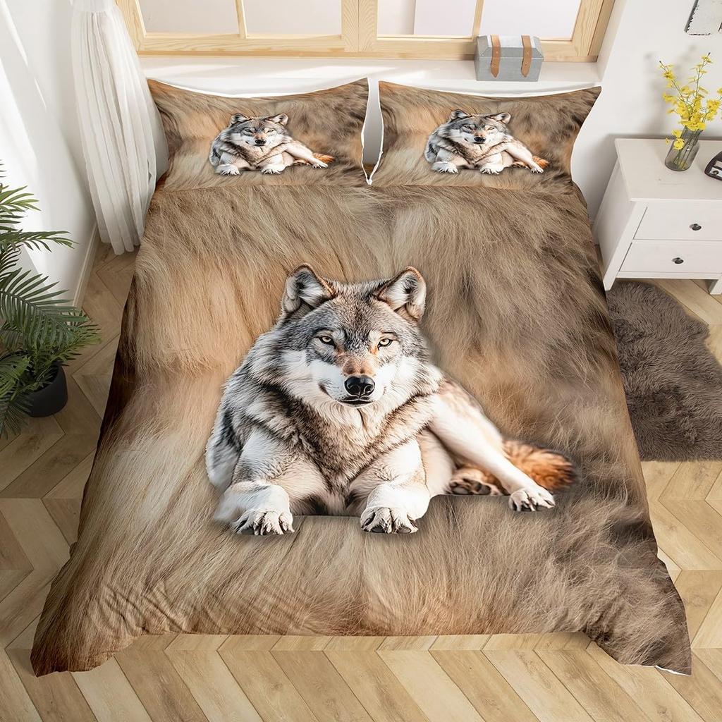 Comforter Wolf Twin King Size Roaring Wolves Wildlife Bedding Set Aurora Animals Galaxy Print Comforter For Kids Boys