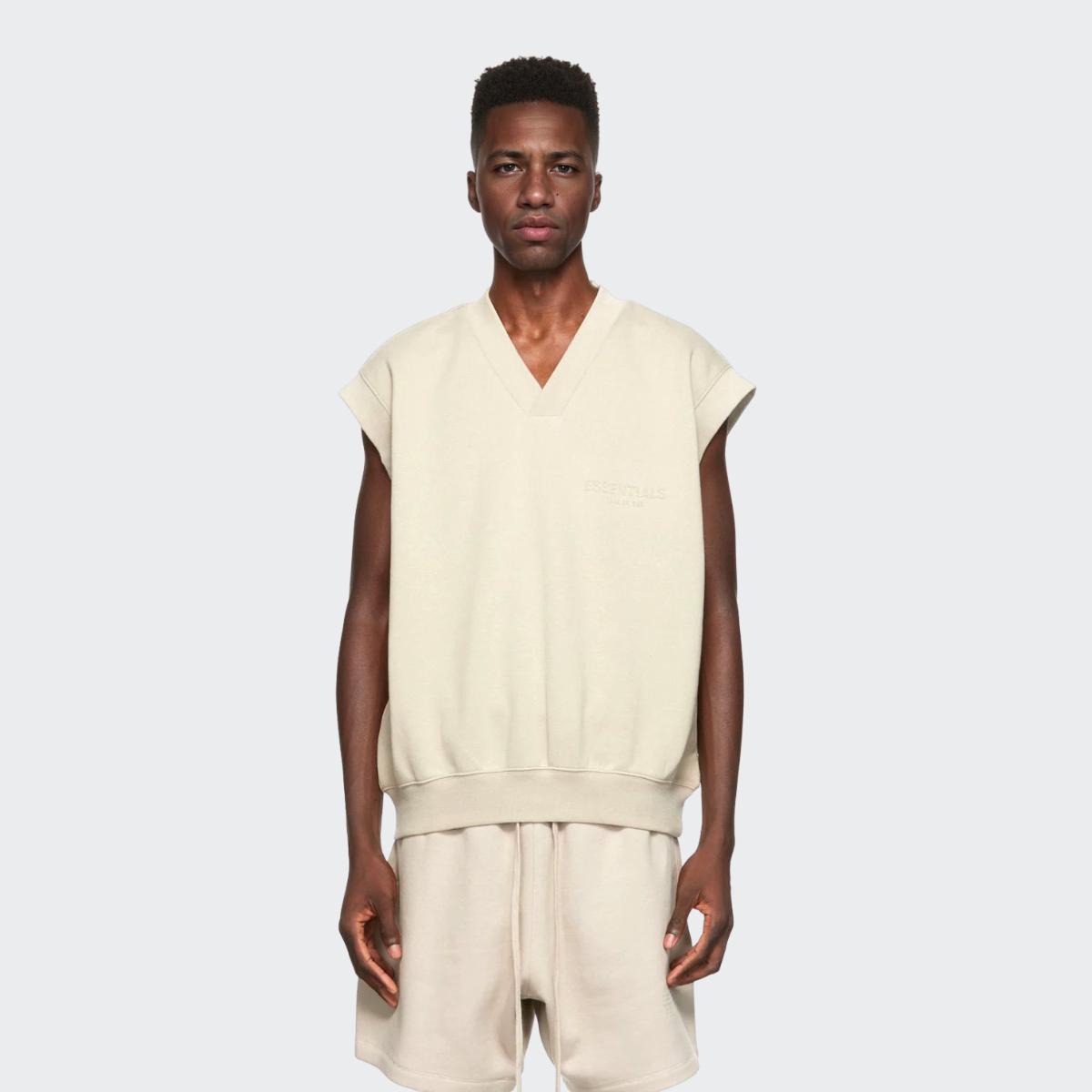 Fear of God Essentials Осень-Зима 2022 Жилет в рубчик с V-образным вырезом и флисовым — фото 3