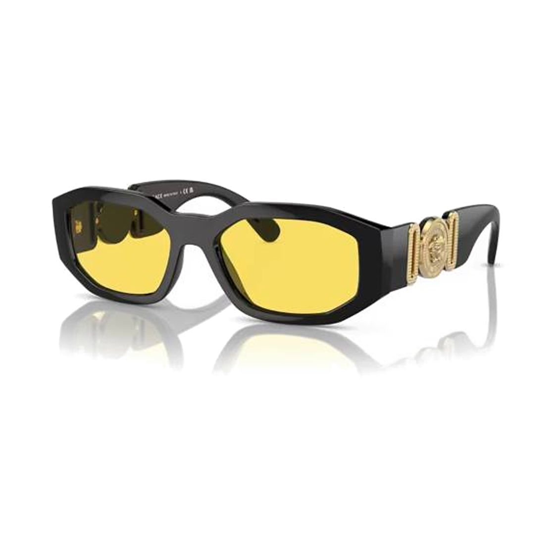 Versace Round Hollow Decoration Nylon Irregular Sunglasses Men sunglasses Black VE4361GB185 Black,53