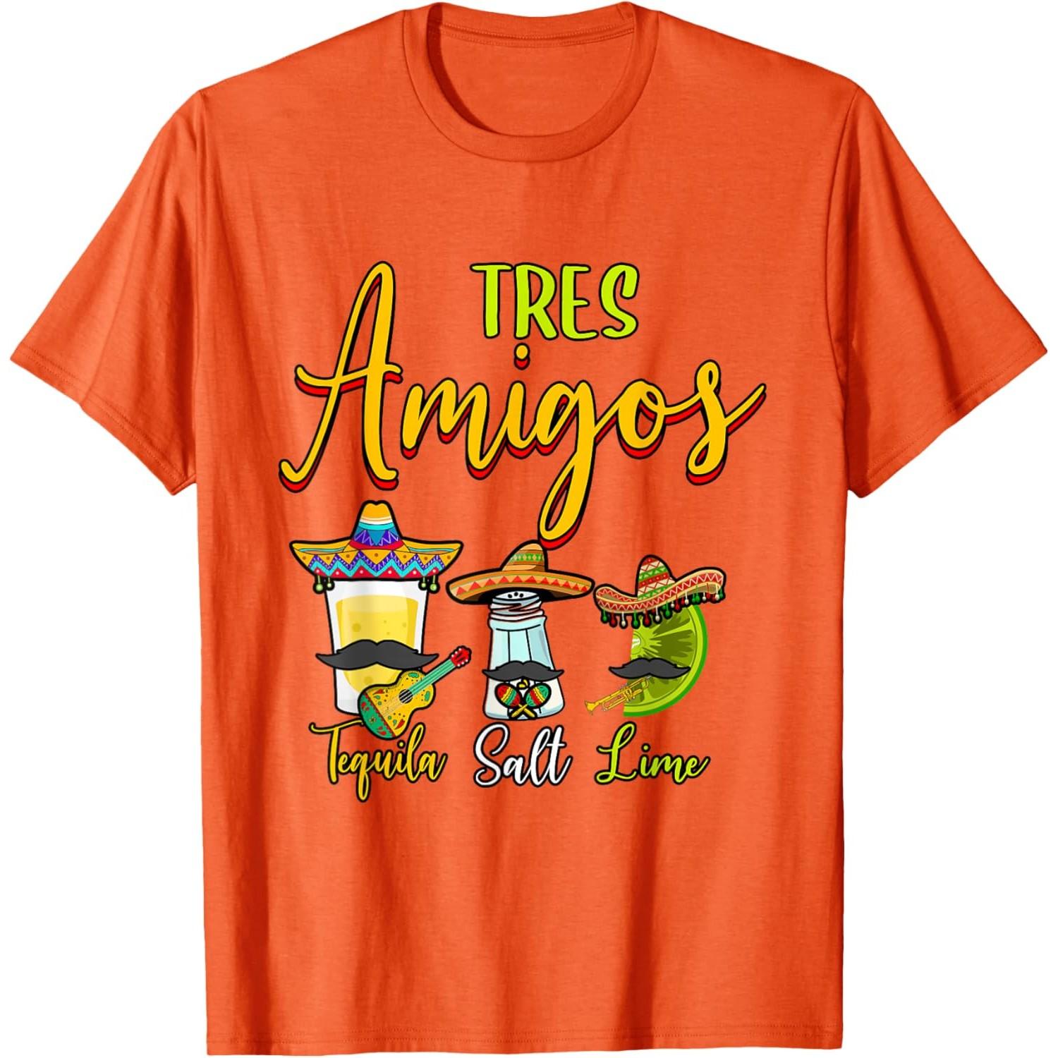 

Tequila Salt Lime Tres Amigos Cinco De Mayo Graphic TShirt Casual Cotton Tee 4XL