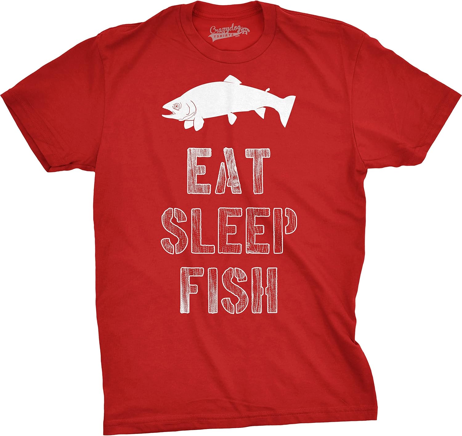 Eat Sleep Fish Graphic Tee Men Funny Novelty Fishing Lover Short Sleeve TShirt S