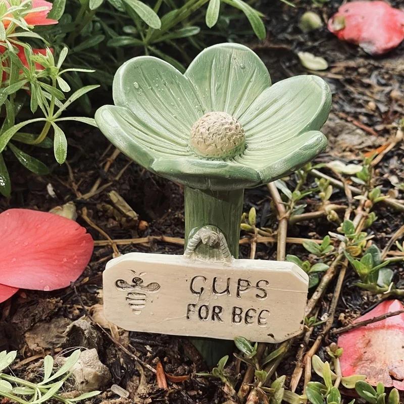 

Bee Bath With Flower Design Bee Pollinator Feeder Drinking Cup For Thirsty Pollinators Insects For Outdoor Garden Yard Decoration