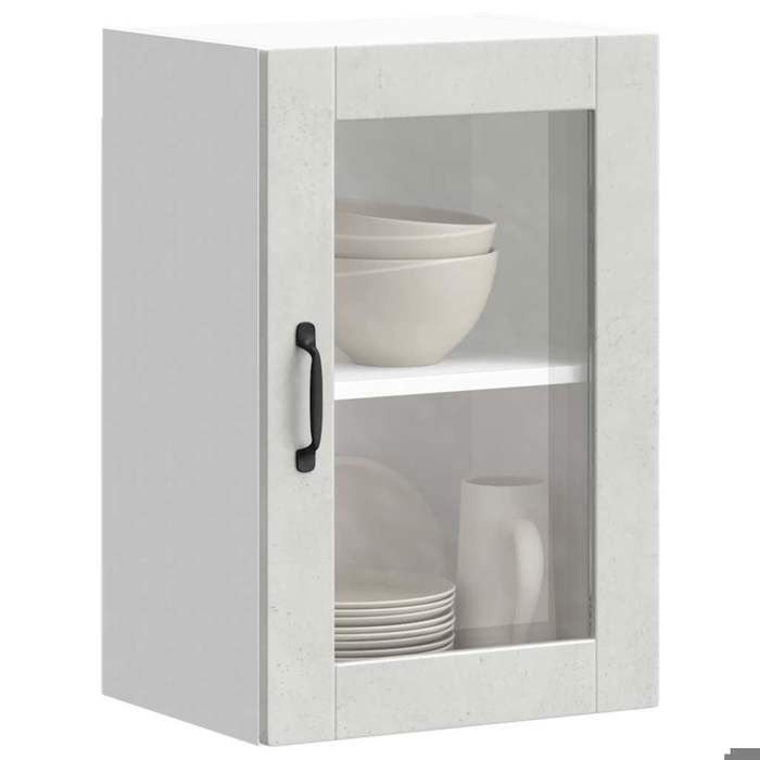 VidaXL Armoire murale de cuisine avec porte en verre Porto gris béton 854011