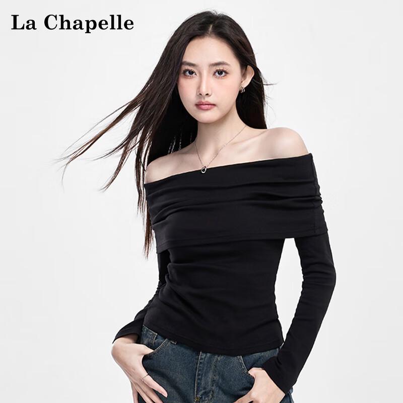 La Chapelle Off-Shoulder Lapel Long-Sleeve Top L