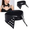 Koreanischer Schwarzer Fake-Kragen Abnehmbarer PU-Leder Falscher Kragen Gothic Punk Stil Metallnieten Stehkragen Pullover Dekoration