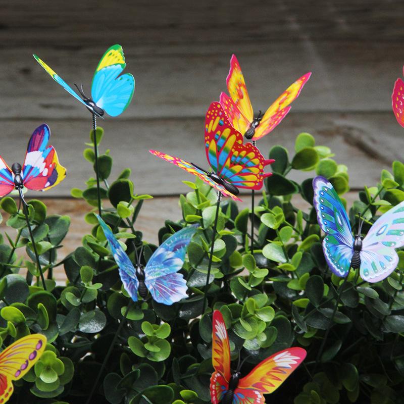 Glow-in-the-Dark Realistic Butterfly Stakes for Outdoor Garden Decor,Mixed Color,50 Pieces