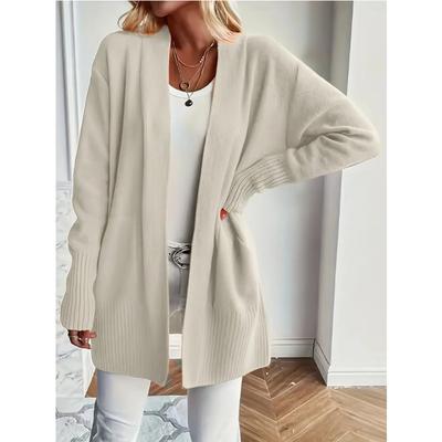 Large Size Women's Knitted Sweater Cardigan Jacket, Casual, Simple, Atmospheric, with Pocket Shawl Sweater