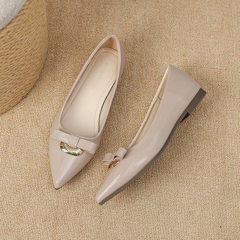 

W958-6 French pointed metal buckle bow high heels spring 2025 new with skirt fairy style temperament 40 розовый