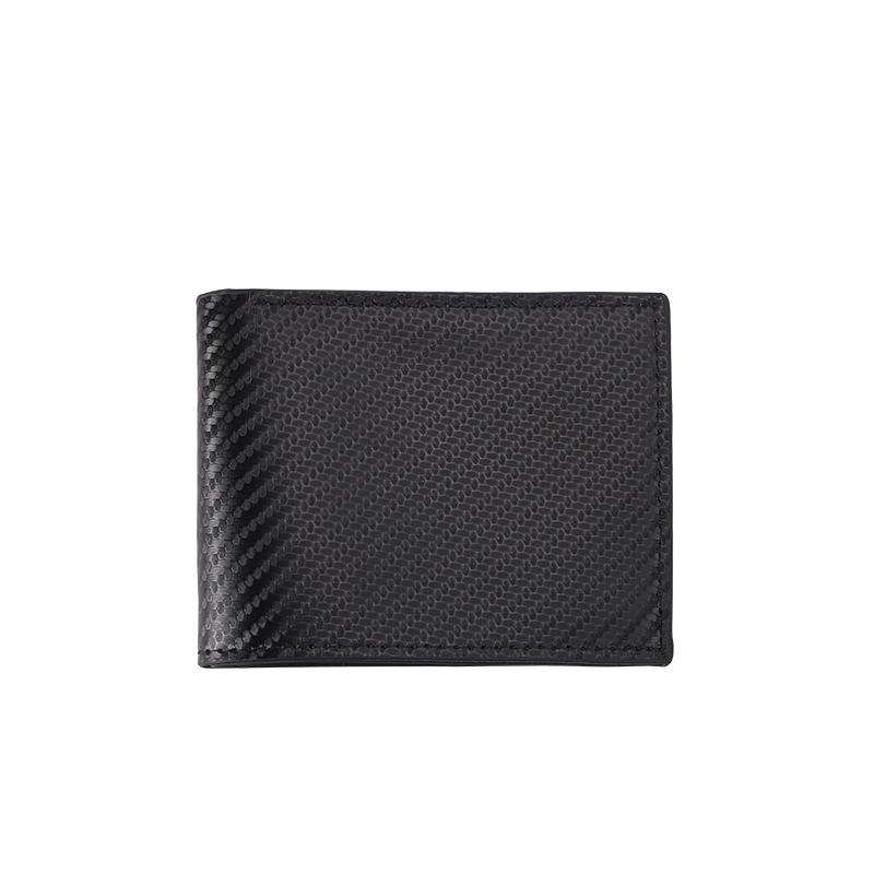 Men's Carbon Fiber Textured Leather Crossbody Wallet with Card Holder & Coin Purse