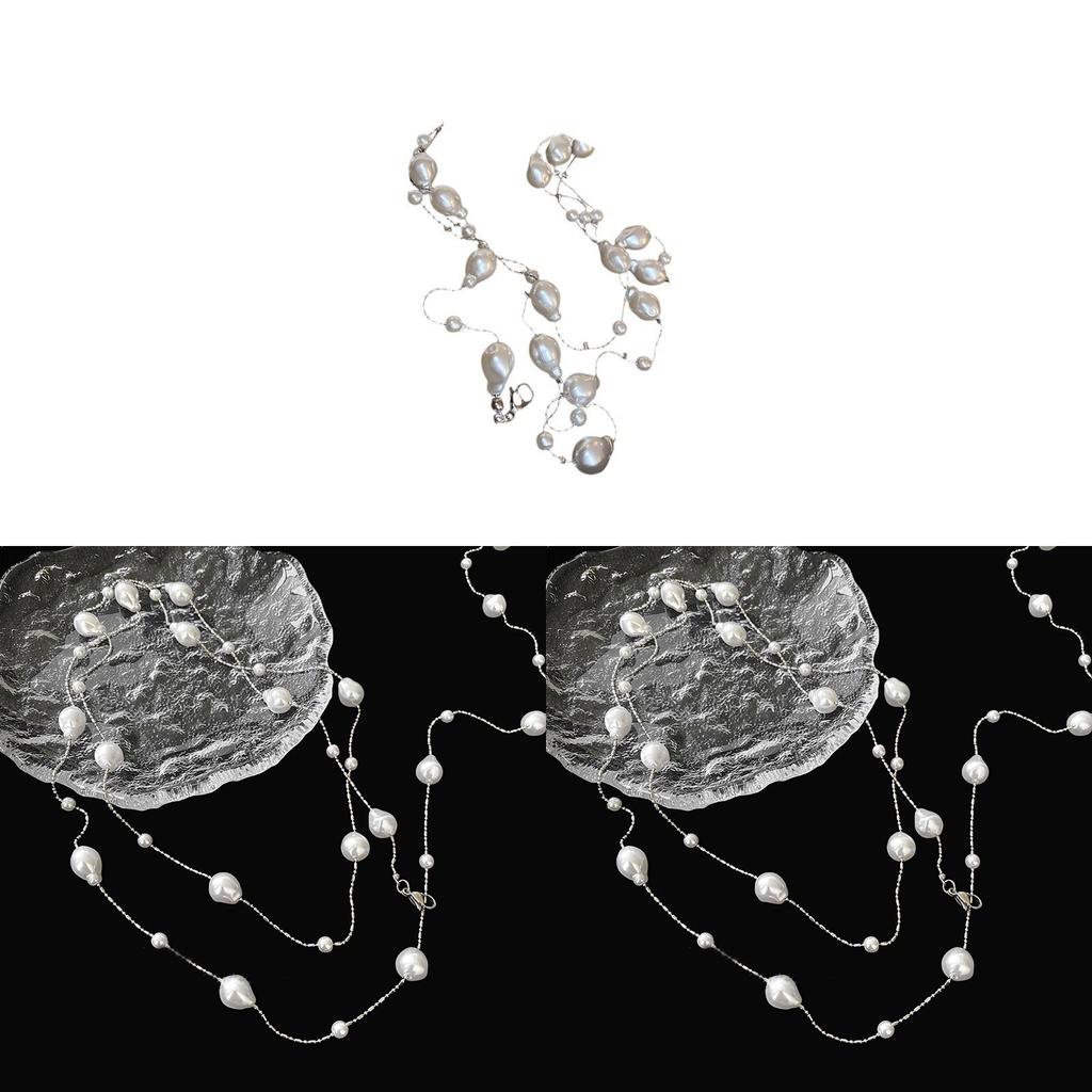 French Vintage Pearl Necklace For Women With Geometric Design And Elegant Style