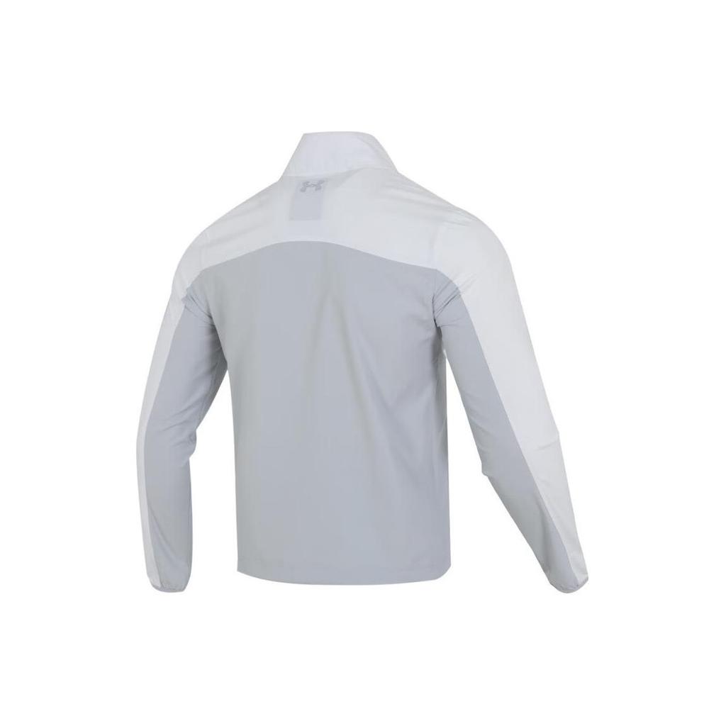 Under Armour Color Block Running Sports Stand Collar Long Sleeve Jacket Men Jacket White 1350044-100