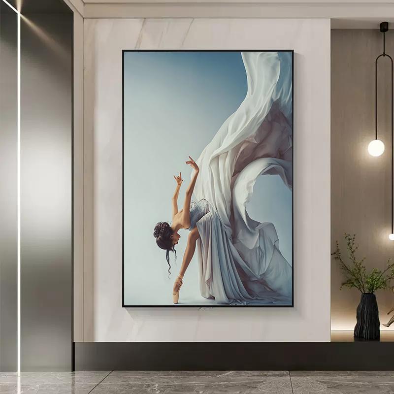 Modern Ballet Dancing Girl Canvas Painting Elegant Dancer Wall Art Pictures Poster Prints for Living Dance Room Home Decor