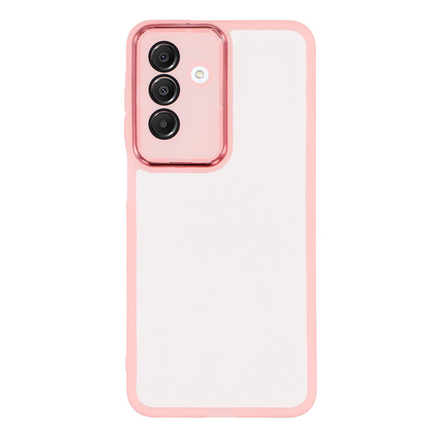 

For Samsung Galaxy A17 5G Case Electroplated Camera Frame TPU Phone Cover Transparent Pink