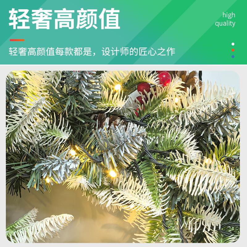 Christmas wreath pendant wall decoration props Christmas decorations flocking Christmas wreath rattan ring wall decoration red fruit
