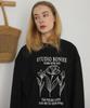 BONIEE [Fleece Lined] Vintage Flower Graphic Oversized Sweatshirt Black