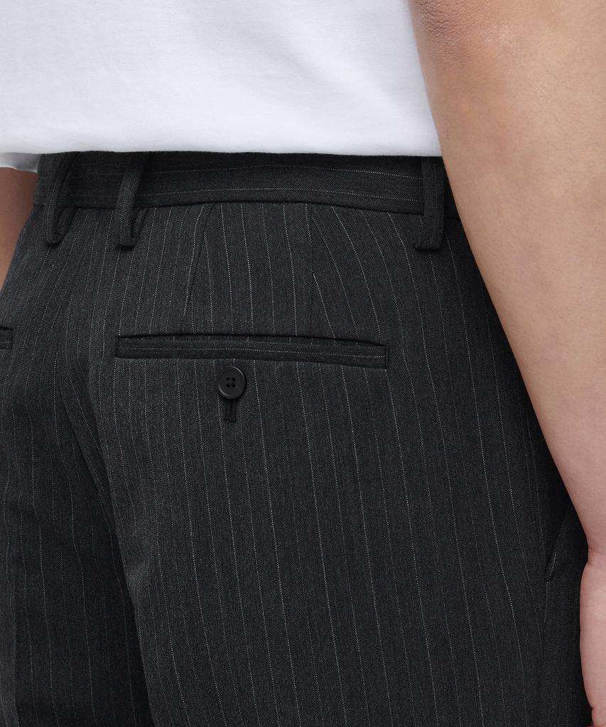 Musinsa Standard Pinstripe Tapered Hidden Banding Crop Slacks [Charcoal Gray]
