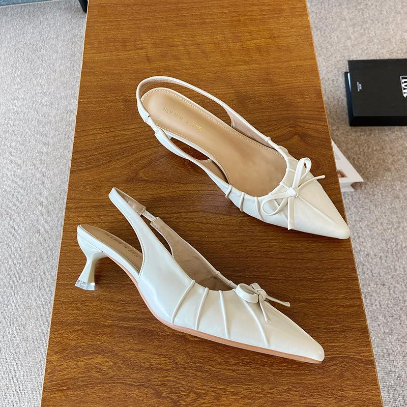 2025 spring new pointed head, thin heel, high heel temperament, thin, fashionable, sexy and beautiful, with women's shoes after the head.