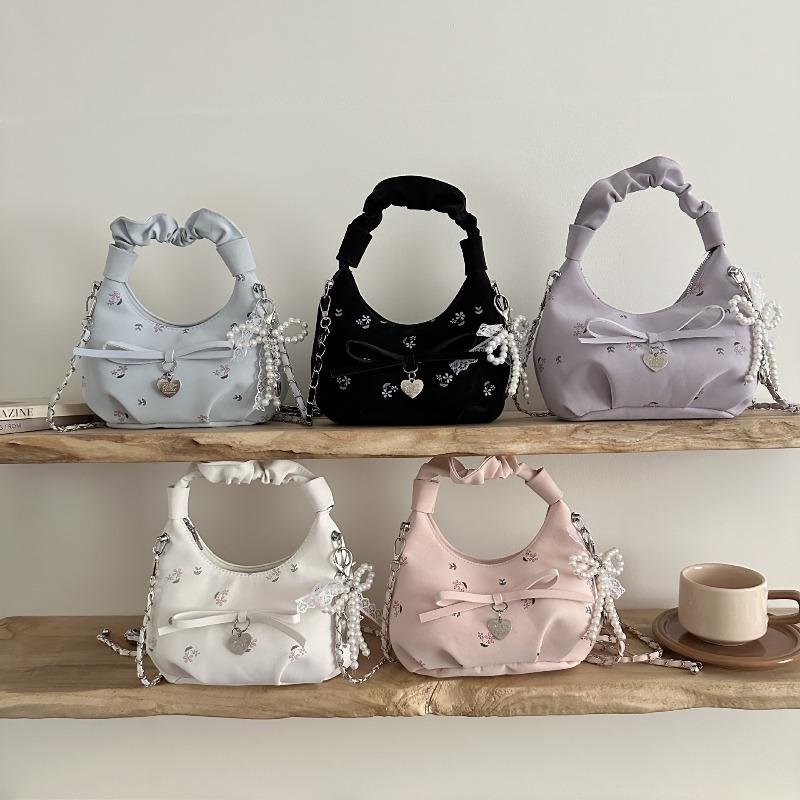 Trend pleated portable bow dumpling bag women's summer new chain shoulder messenger bag