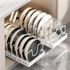 Kitchen Pull Out Pot Rack Adjustable Cupboard Trays with Slide Rails for Dishes Storage Organizer Drawer Partition Shelf