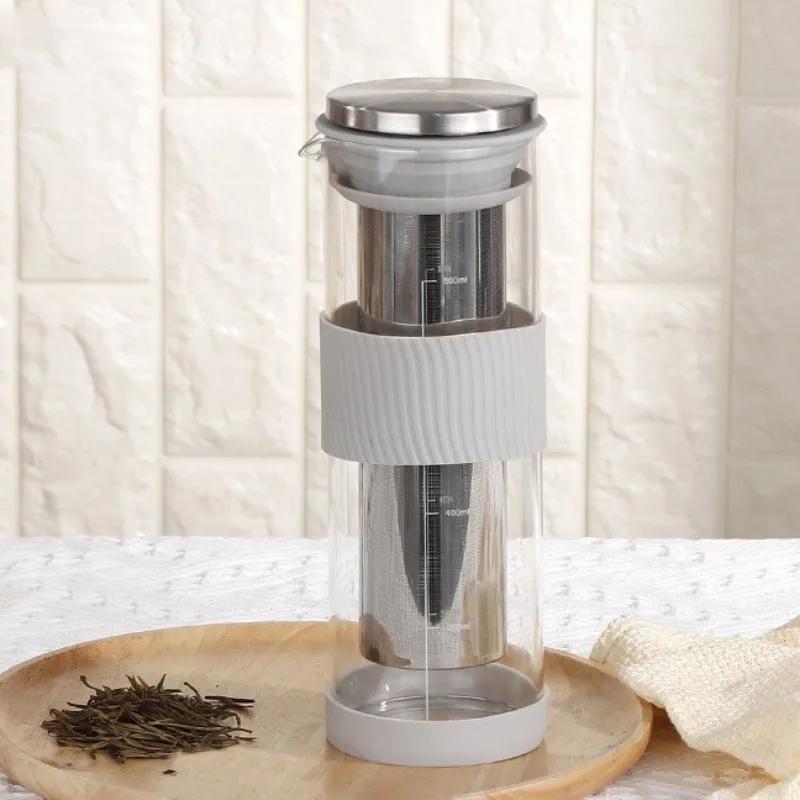 800ml Airtight Hand Brew Coffee Maker Cold Brew Pot Glass Coffee Pot Sealed Heat Resistant Cold Brew Coffee Kettle Tea Maker