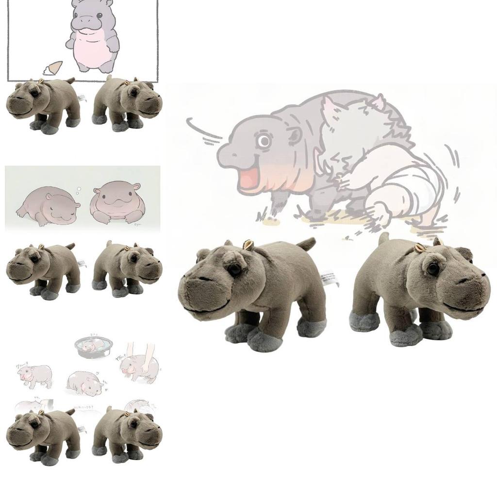 Adorable Moo Deng Plush Hippo Doll Soft Stuffed Animal In Brown With Pp Cotton Filling