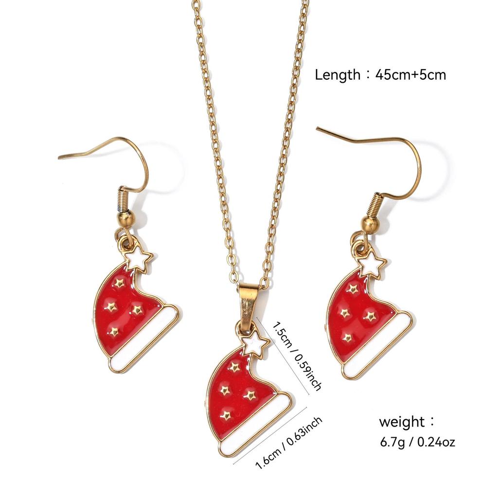 Stainless Steel Christmas Earrings & Necklace Set: Bells, Snowflakes, Santa, Tree, Candy Cane for Women