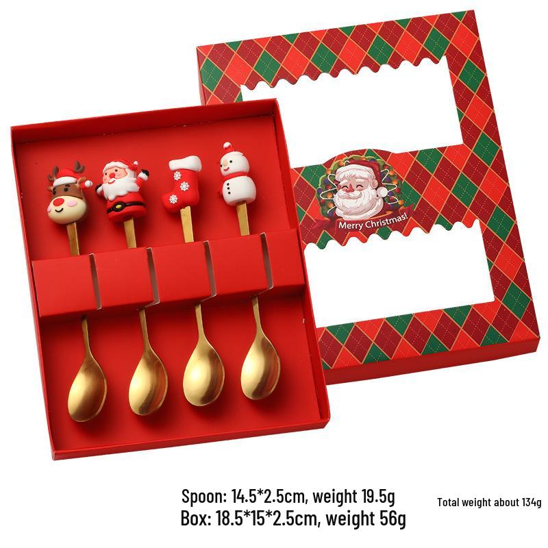 Creative Stainless Steel Christmas Tree & Reindeer Cutlery Set: Spoon & Fork