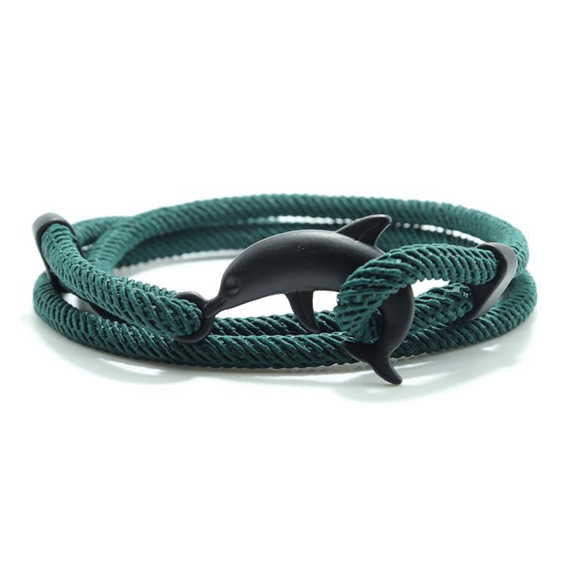 New Dolphin Bracelet Men 4mm Nylon Cord Chain Braclet Homme Bohemia Woven Adjustable Braslet Beach Leisure Accessories Pulseira