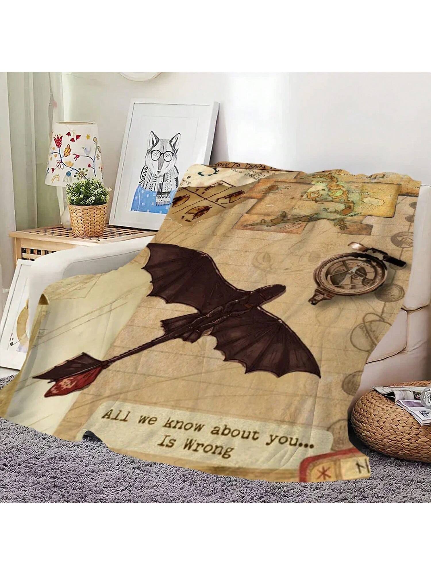 

H-How To T-Train Y-Your D-Dragon Skicomfort Warm Soft Home Lunch Blanket Suitable For Living Room Office Daily Travel Gifts 75X95CM сірий колір