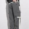 Spring Autumn Drawstring Waist Casual Fashion Cargo Pants Men Streetwear Contrast Trousers